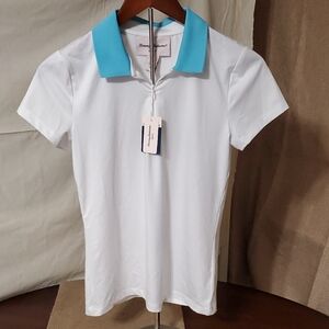 Tommy Bahama Golf UPF 50 Moisture Wicking White/Blue Polo NWT Size XS